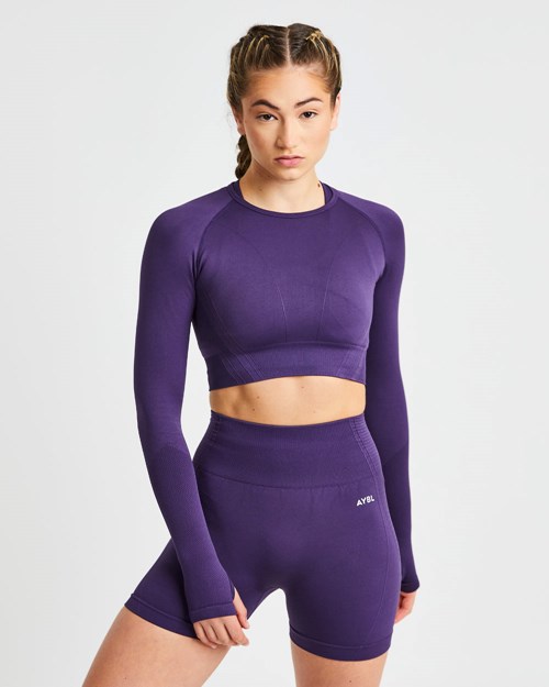 AYBL Balance V2 Seamless Long Sleeve Crop Top Lila | 9724-DSYOQ