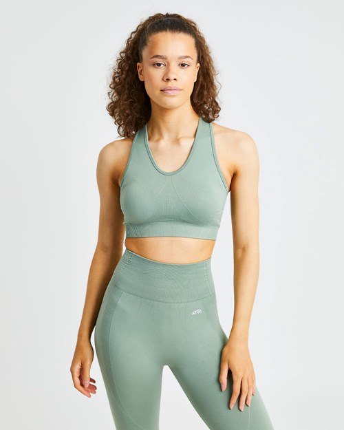 AYBL Balance V2 Seamless Sports Bra Olivgröna Gröna | 4518-HUQCM