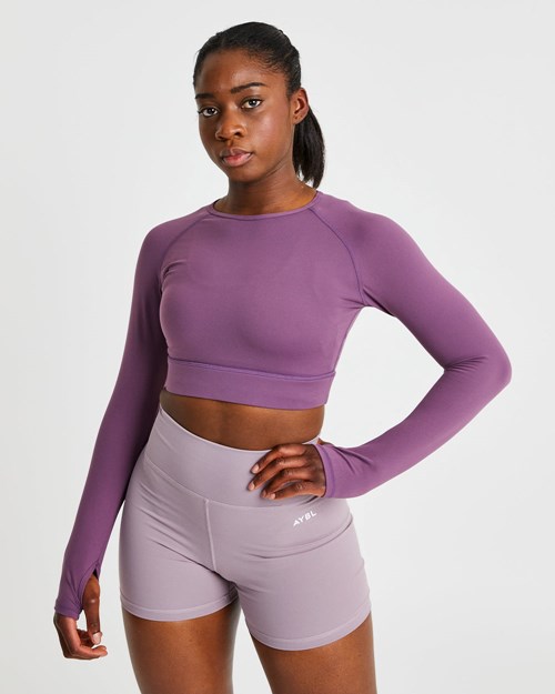 AYBL Core Long Sleeve Crop Top Lila | 2635-KIQFA