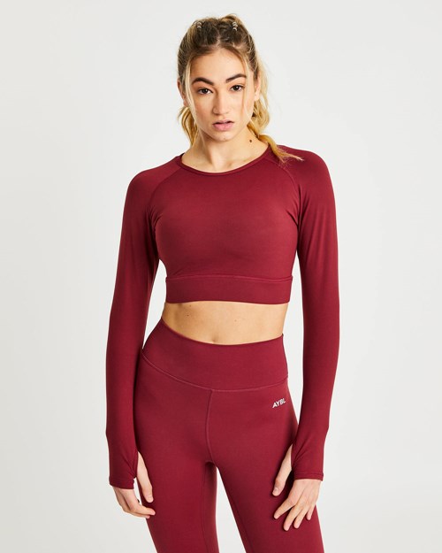 AYBL Core Long Sleeve Crop Top Mauve Wine | 2051-CVPTM