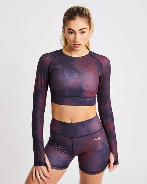 AYBL Core Long Sleeve Crop Top Röda | 5082-RKVPL