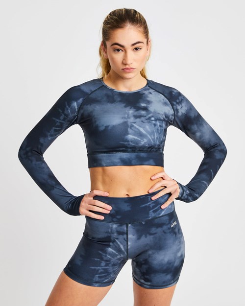 AYBL Core Long Sleeve Crop Top Svarta | 3269-IKMHG