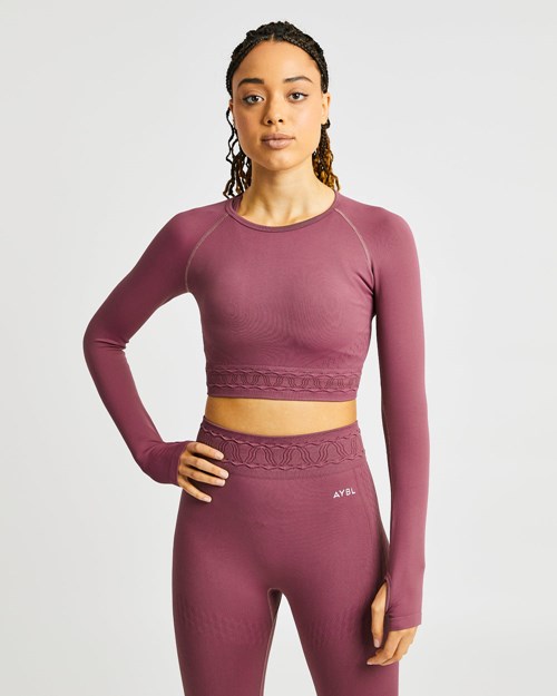 AYBL Elevate Seamless Long Sleeve Crop Top Rosa | 1492-OGYRV