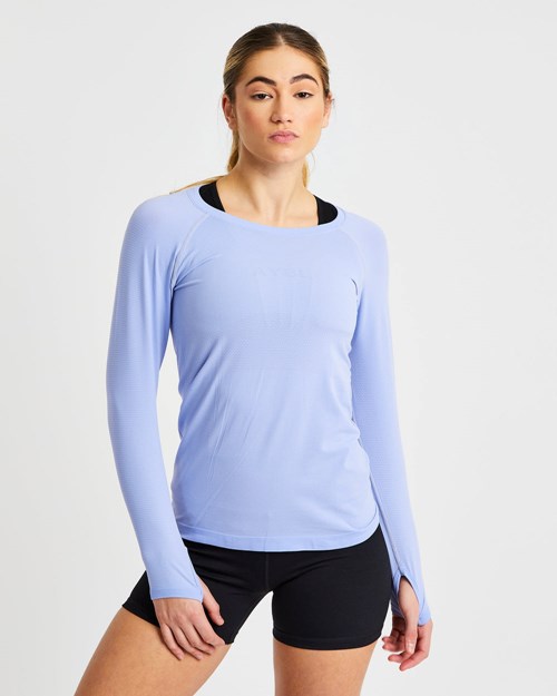 AYBL Embrace Seamless Long Sleeve T Shirt Blå | 2653-LAJCX