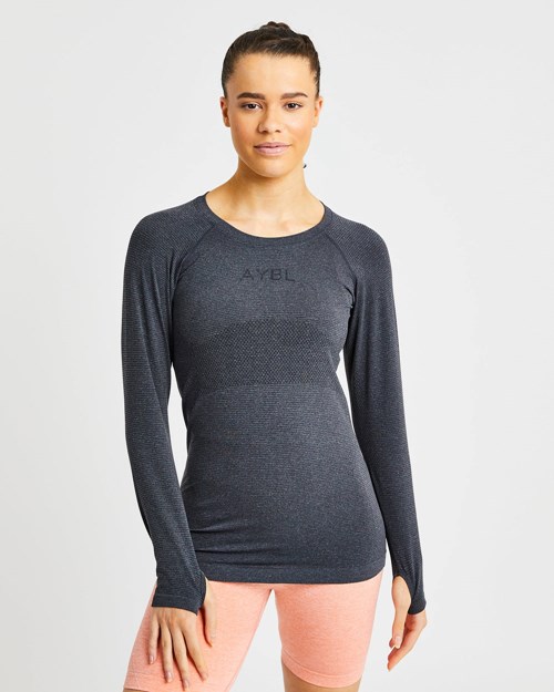 AYBL Embrace Seamless Long Sleeve T Shirt Svarta | 9543-LINQF