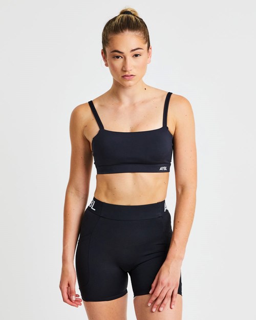 AYBL Essential Bandeau Sports Bra Svarta | 1324-YNBJZ