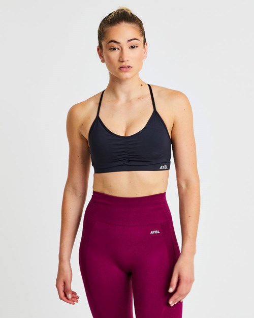 AYBL Essential Ruched Sports Bra Svarta | 4361-QLRVB