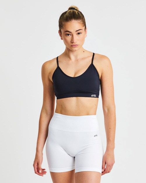 AYBL Essential V Neck Sports Bra Svarta | 0947-AHXYN