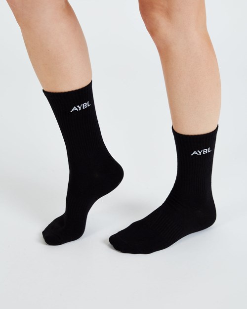 AYBL Everyday Crew Socks (3 Pack) Svarta | 2980-XKWPQ