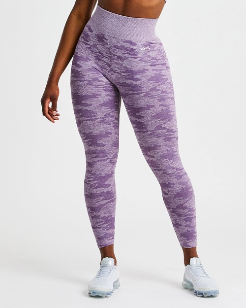 AYBL Evolve Camo Seamless Leggings Plum | 8143-NLXEH