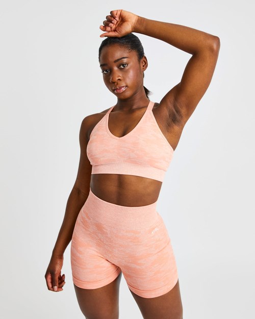 AYBL Evolve Camo Seamless Sports Bra Peach | 6529-KVFPM