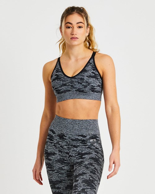 AYBL Evolve Camo Seamless Sports Bra Svarta | 6039-IMHEA