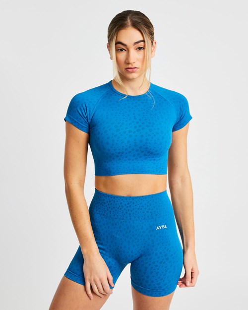 AYBL Evolve Speckle Seamless Crop Top Blå | 5297-PFAQO