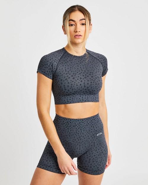 AYBL Evolve Speckle Seamless Crop Top Charcoal | 6384-TSOEL