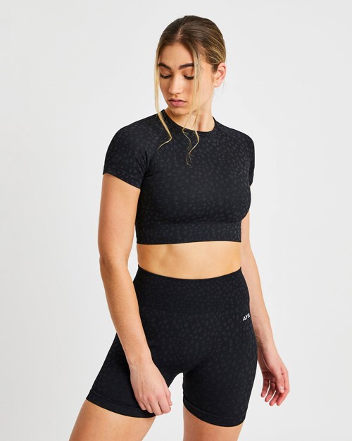 AYBL Evolve Speckle Seamless Crop Top Svarta | 0327-BUNIZ