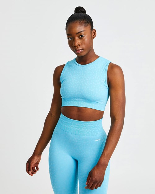 AYBL Evolve Speckle Seamless Crop Vest Ljusblå | 0357-VKAXZ