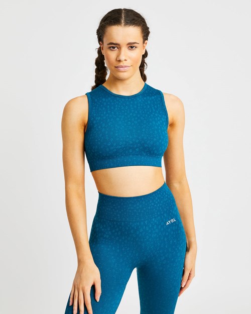 AYBL Evolve Speckle Seamless Crop Vest Teal | 6958-ICJBF