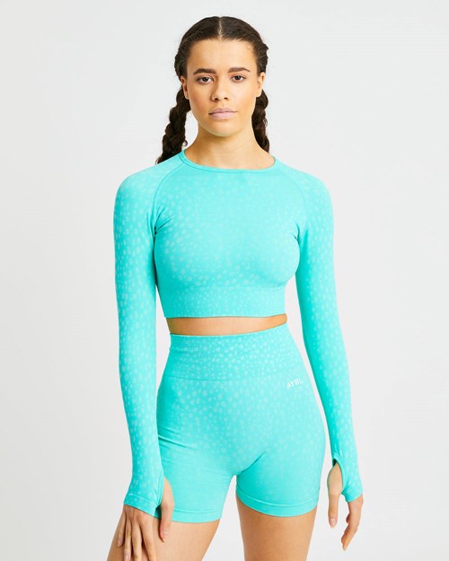 AYBL Evolve Speckle Seamless Long Sleeve Crop Top Gröna | 8302-CQTHK