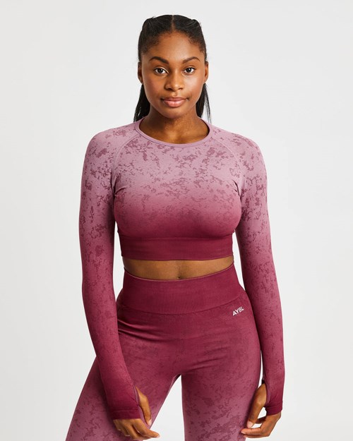 AYBL Flare Seamless Long Sleeve Crop Top Plum | 6935-IPORW