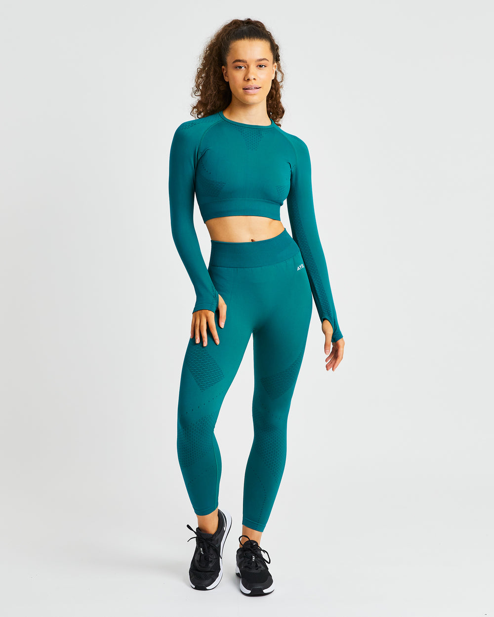 AYBL Ignite Seamless Long Sleeve Crop Top Hyper Teal | 6839-XBAZP