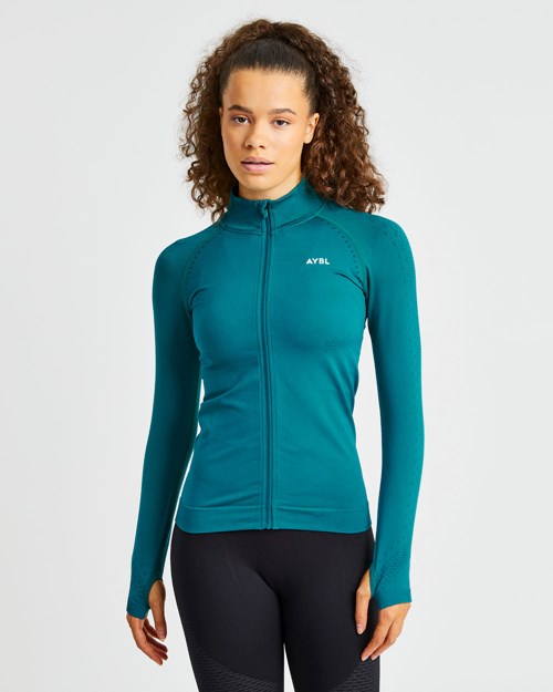 AYBL Ignite Seamless Zip Jacket Hyper Teal | 6021-XPSVI