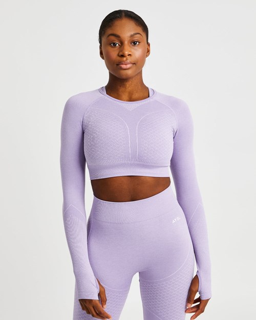 AYBL Impact Seamless Long Sleeve Crop Top Lilac | 1075-SHIOP