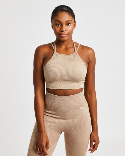 AYBL Luxe Seamless Crop Tank Top Mocha | 3748-BUESK