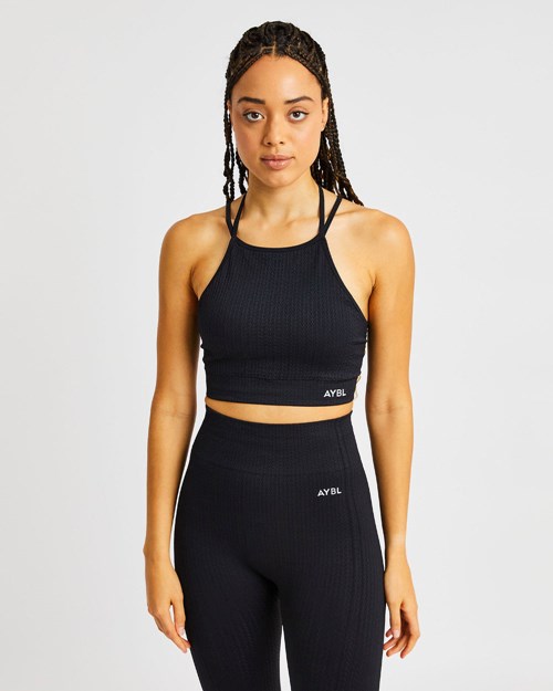 AYBL Luxe Seamless Crop Tank Top Svarta | 3840-YQMNJ