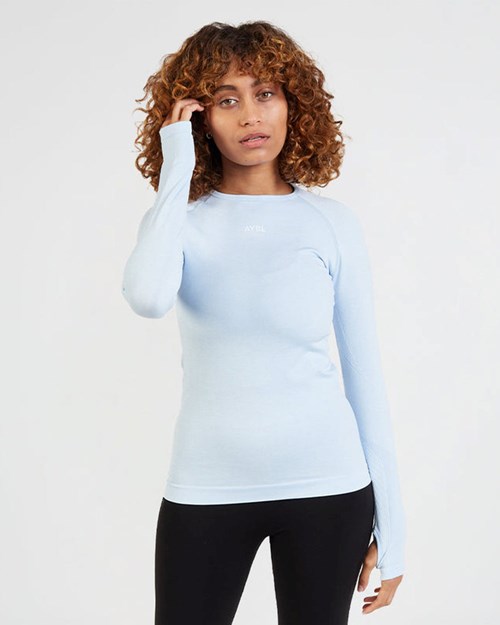 AYBL Motion Seamless Long Sleeve Top Blå | 5639-OMZXF