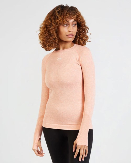 AYBL Motion Seamless Long Sleeve Top Peach | 5678-EKMTU