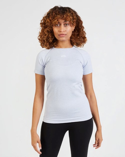 AYBL Motion Seamless T Shirt Blå | 0271-JOZSP