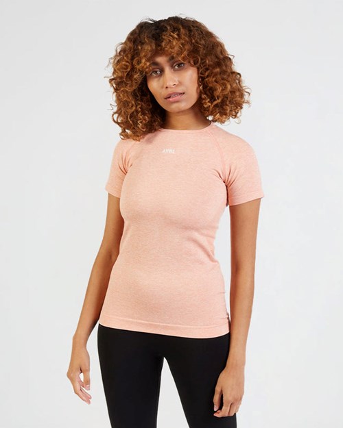 AYBL Motion Seamless T Shirt Peach | 9241-ACQYE