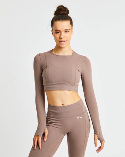 AYBL Pace Long Sleeve Crop Top Bruna | 0382-TKJVR