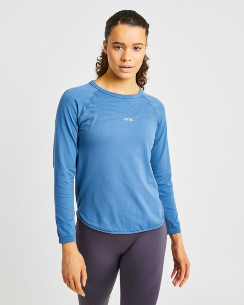 AYBL Reform Seamless Long Sleeve T Shirt Blå | 9536-WUBEY