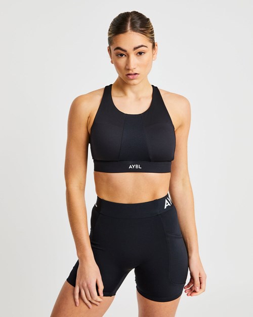 AYBL Sportive High Neck Sports Bra Svarta | 8943-ZHIMA