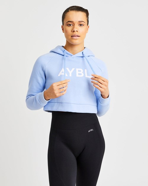 AYBL Staple Crop Hoodie Blå | 3562-AXFBU