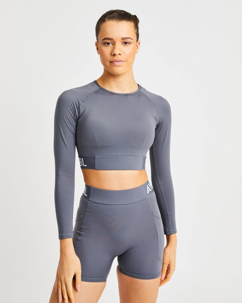 AYBL Tränings Long Sleeve Crop Top Grå | 6913-AMJIN