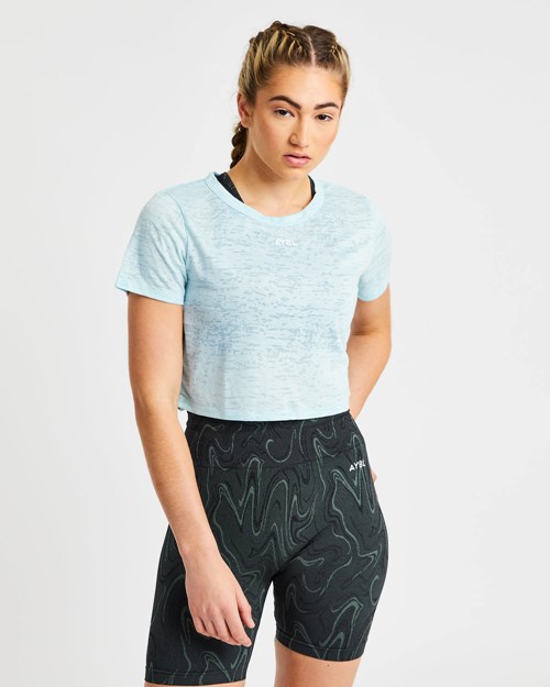 AYBL Velocity Crop T Shirt Blå | 5247-JICHS