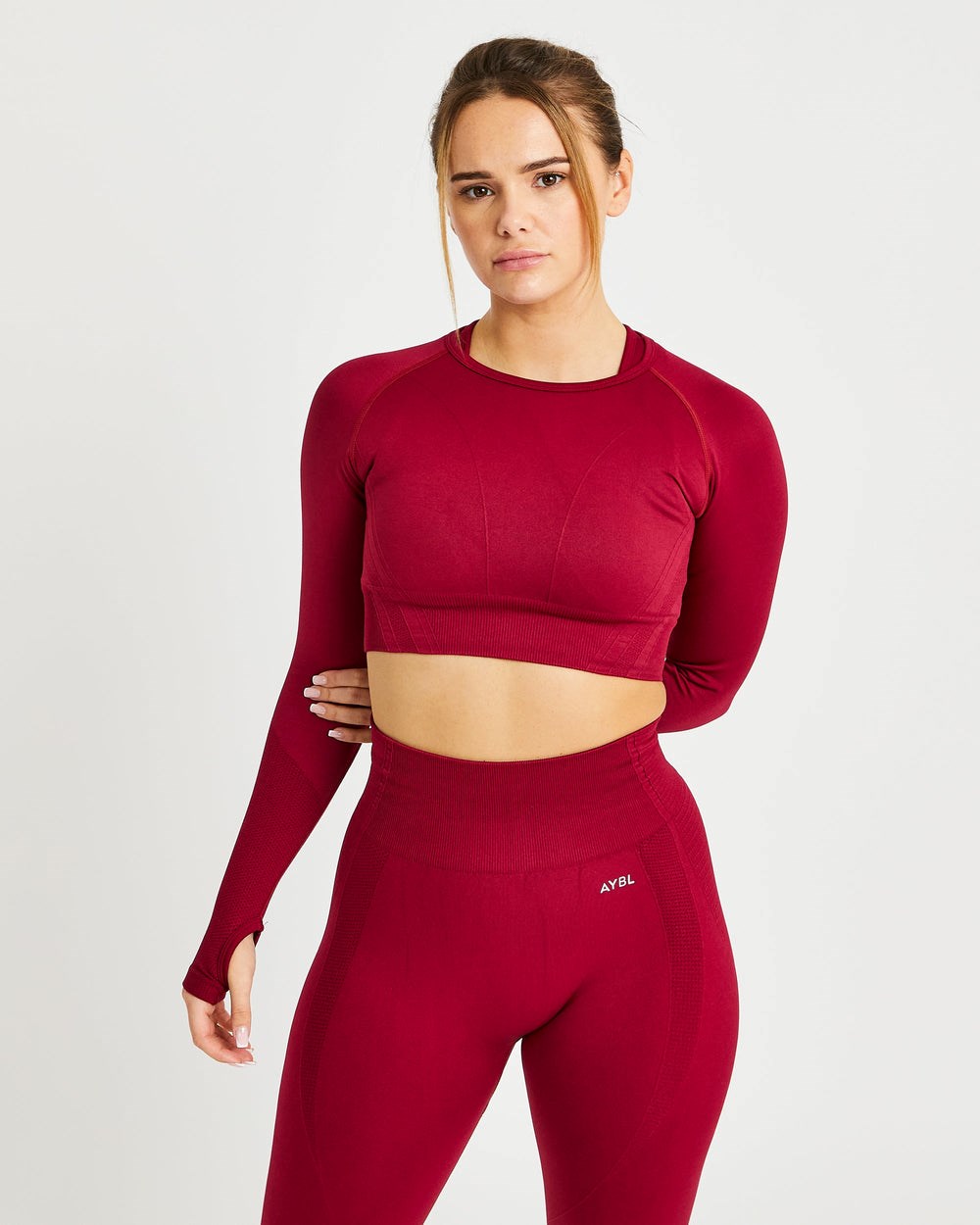 AYBL Balance V2 Seamless Long Sleeve Crop Top Röda | 0197-SVYLN