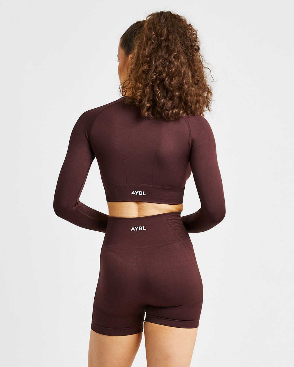 AYBL Balance V2 Seamless Long Sleeve Crop Top Choklad Bruna | 0472-UCJRO