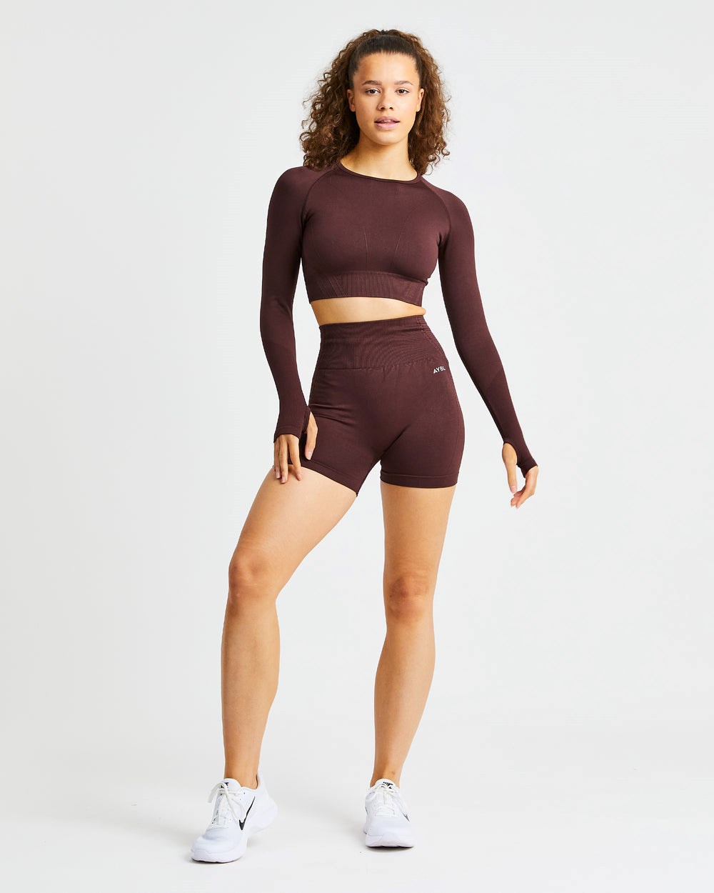 AYBL Balance V2 Seamless Long Sleeve Crop Top Choklad Bruna | 0472-UCJRO