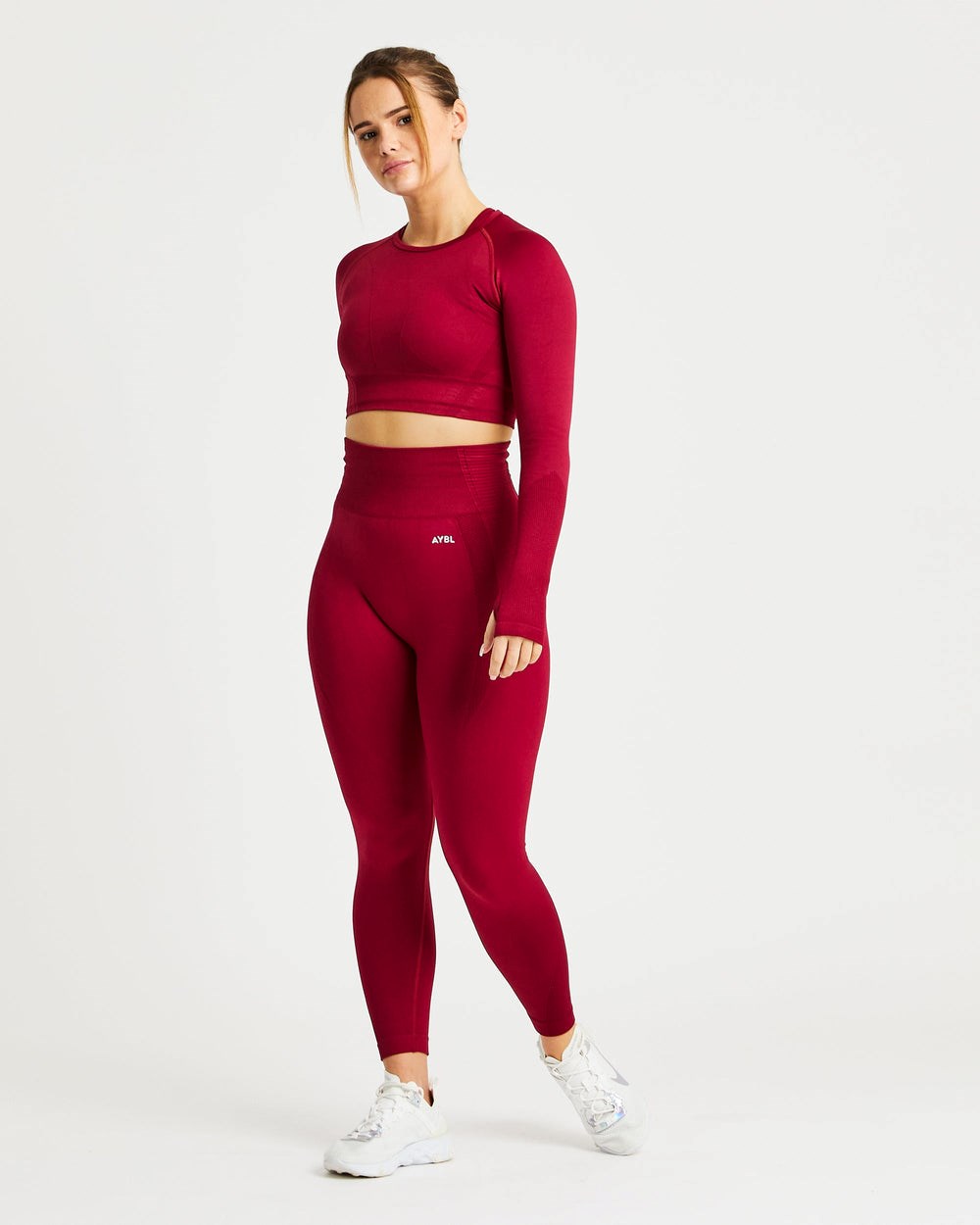 AYBL Balance V2 Seamless Long Sleeve Crop Top Röda | 3701-YVRCP