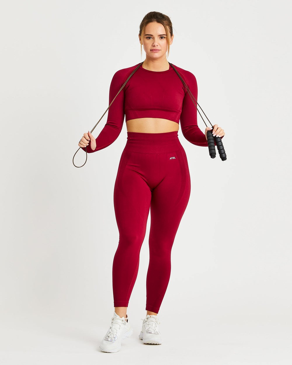 AYBL Balance V2 Seamless Long Sleeve Crop Top Röda | 3701-YVRCP