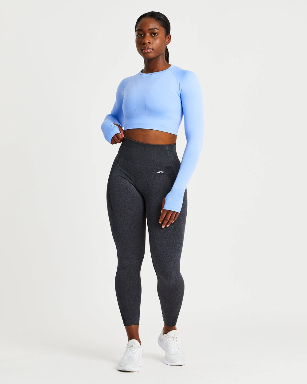 AYBL Balance V2 Seamless Long Sleeve Crop Top Blå | 3874-ZYOCN