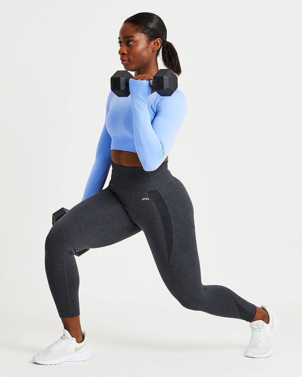 AYBL Balance V2 Seamless Long Sleeve Crop Top Blå | 3874-ZYOCN