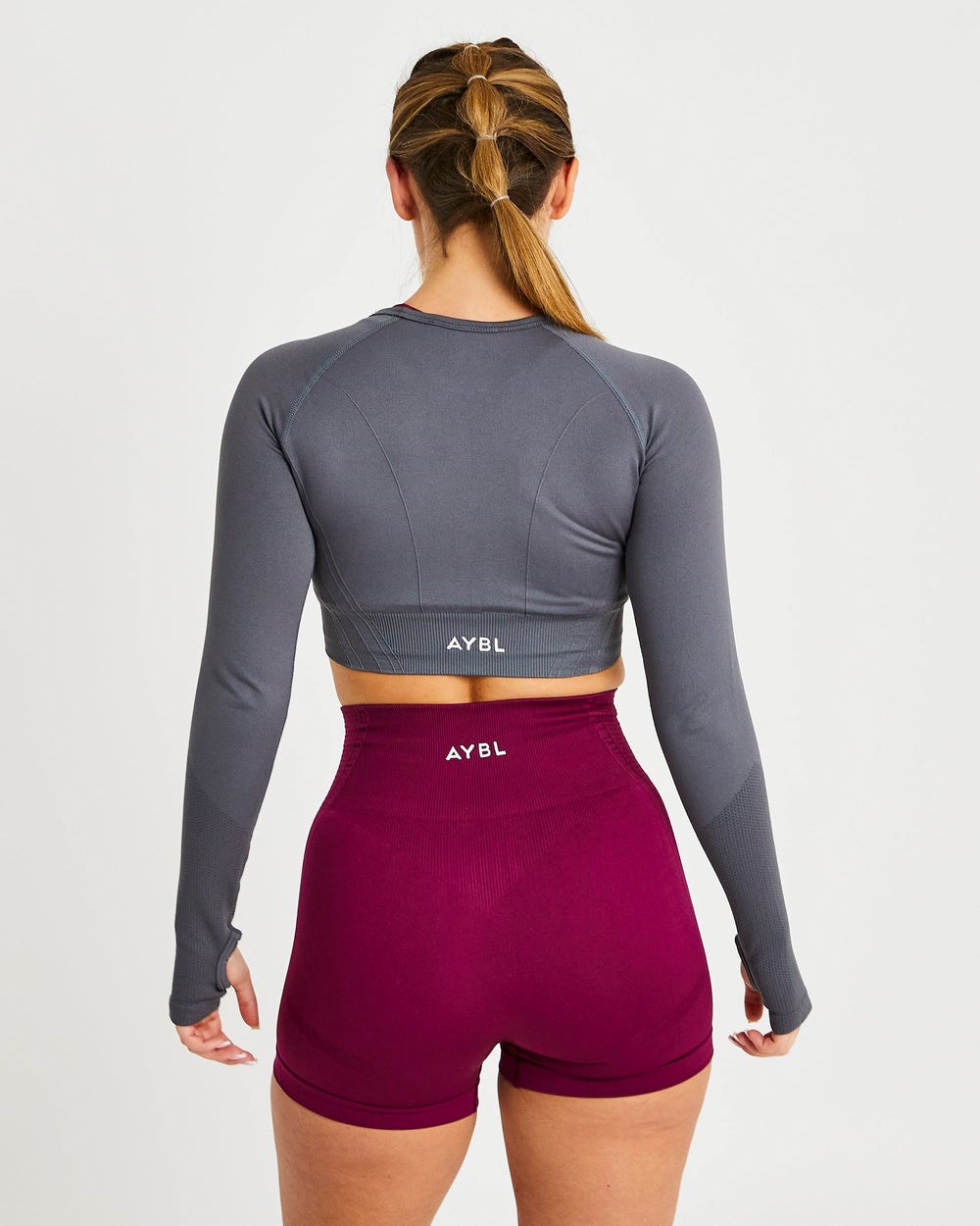 AYBL Balance V2 Seamless Long Sleeve Crop Top Grå | 4058-YXZWH