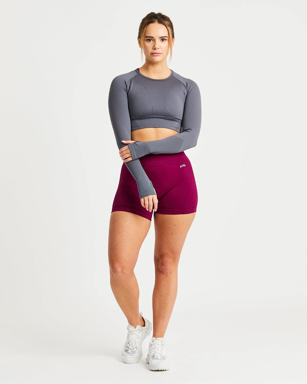 AYBL Balance V2 Seamless Long Sleeve Crop Top Grå | 4058-YXZWH