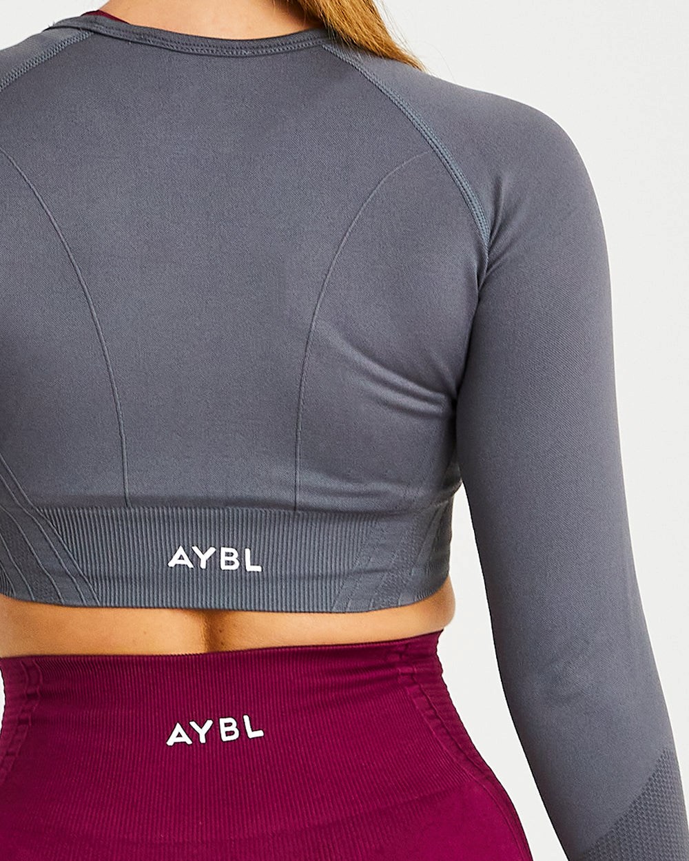 AYBL Balance V2 Seamless Long Sleeve Crop Top Grå | 4058-YXZWH