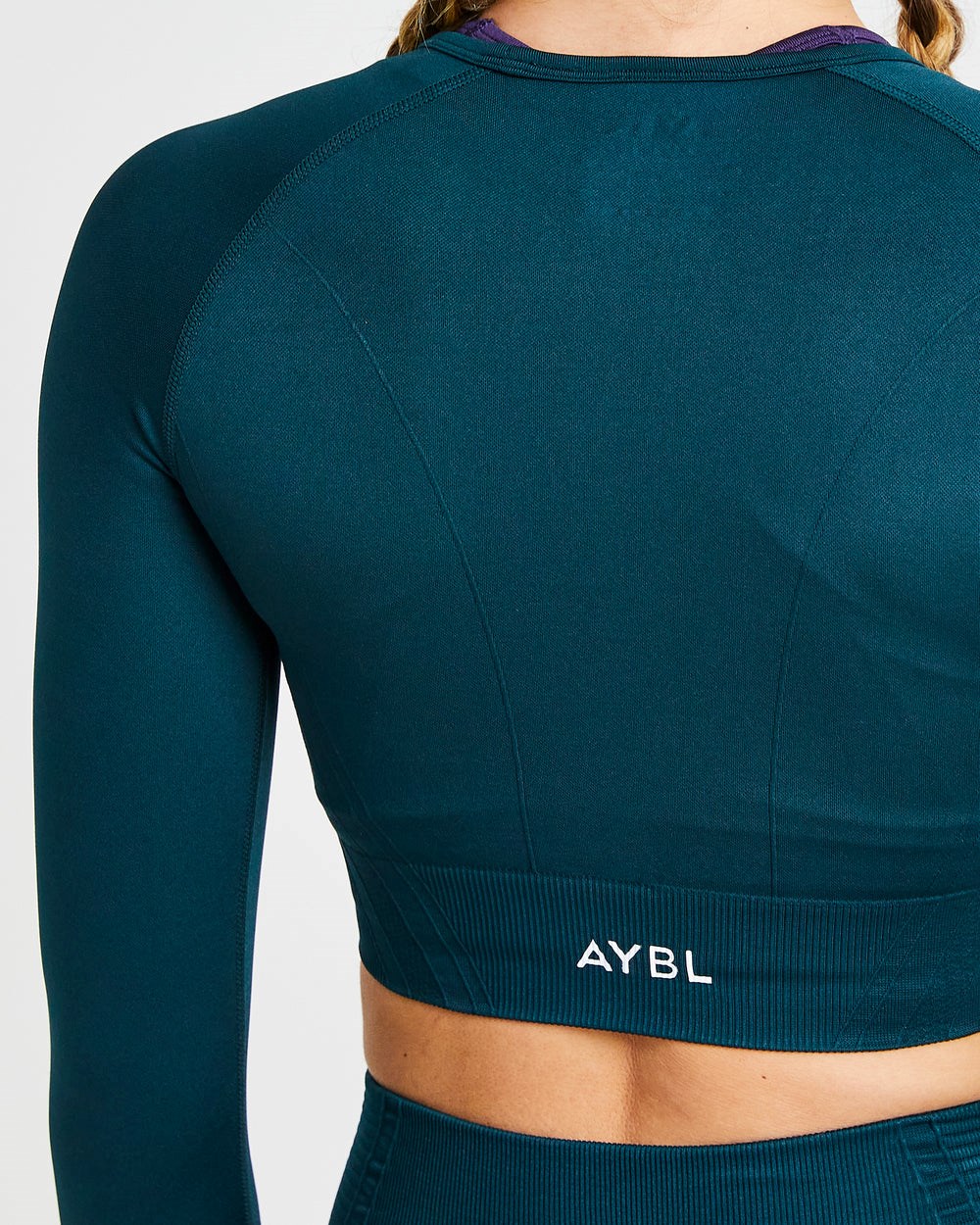 AYBL Balance V2 Seamless Long Sleeve Crop Top Gröna | 4792-MVBUD