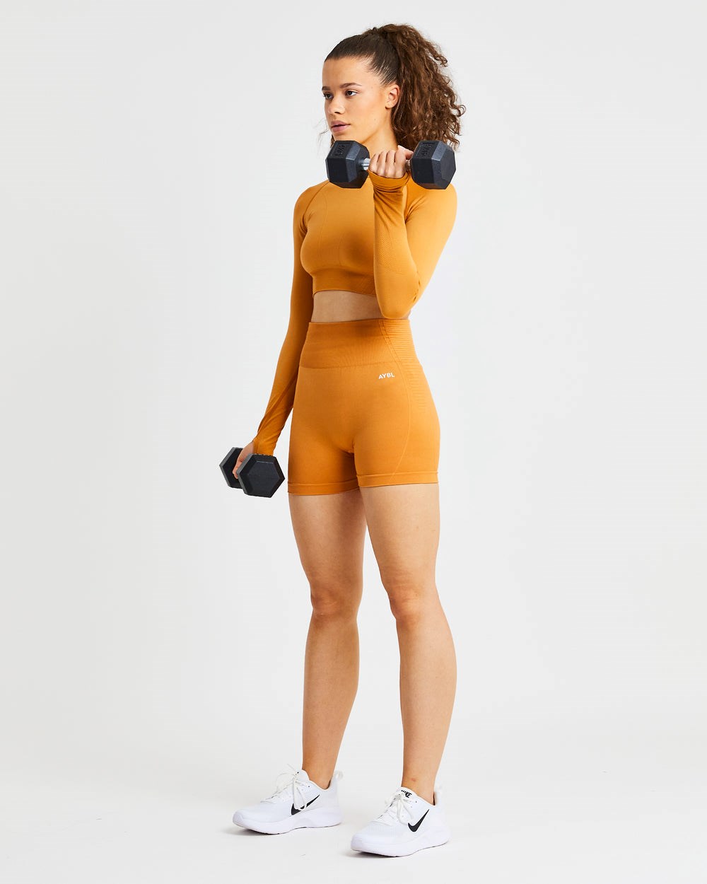 AYBL Balance V2 Seamless Long Sleeve Crop Top Orange | 5402-RLHAJ